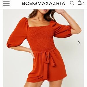 BCBG puff sleeve romper